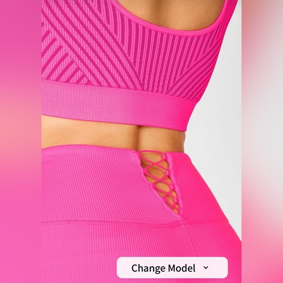 Fabletics NWT High-Waisted Seamless Rib Legging in Flourescent Pink women’s XL - Picture 3 of 10